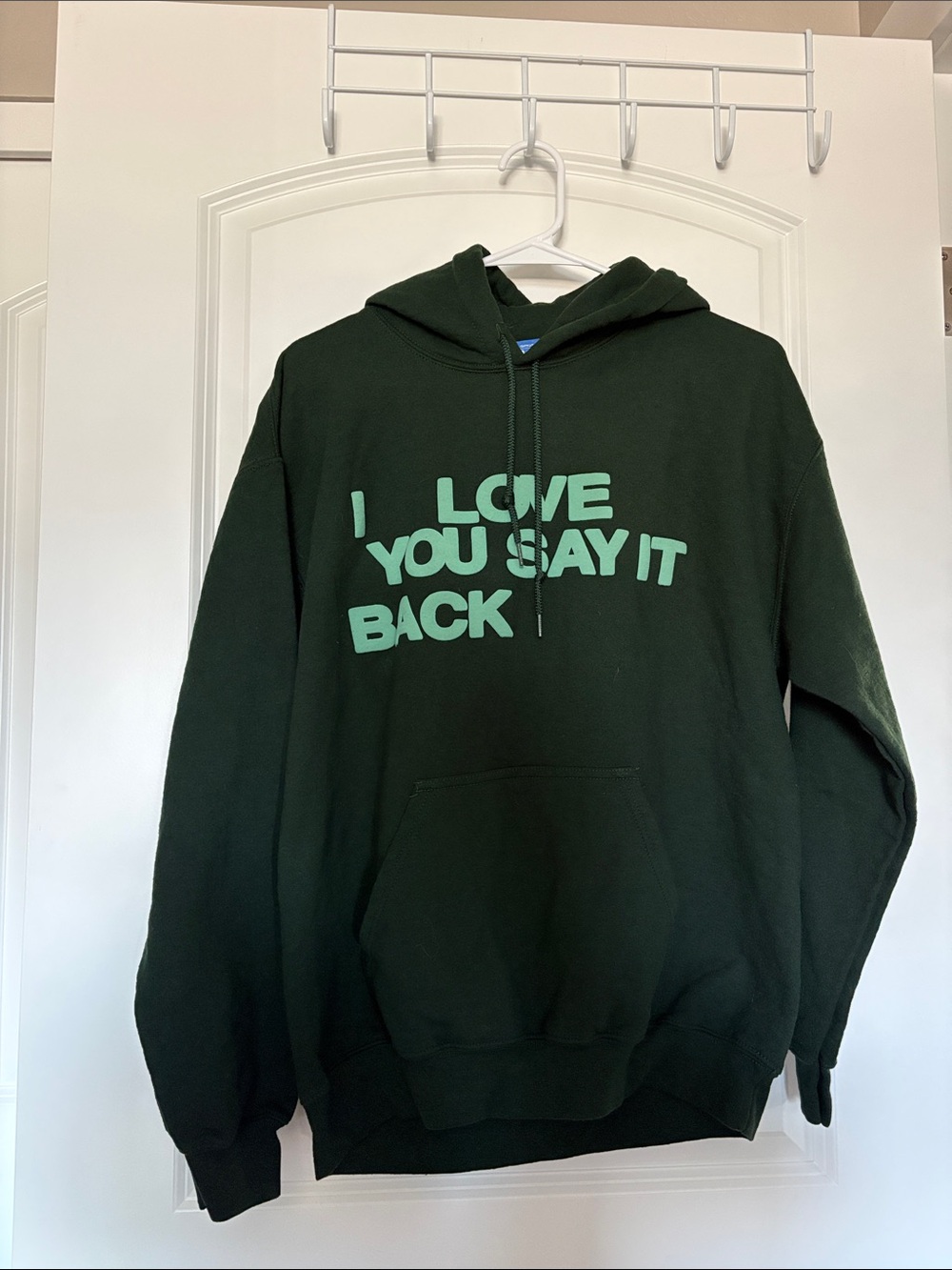 LONELY GHOST Dark Green Hoodie I LOVE YOU SAY IT BACK